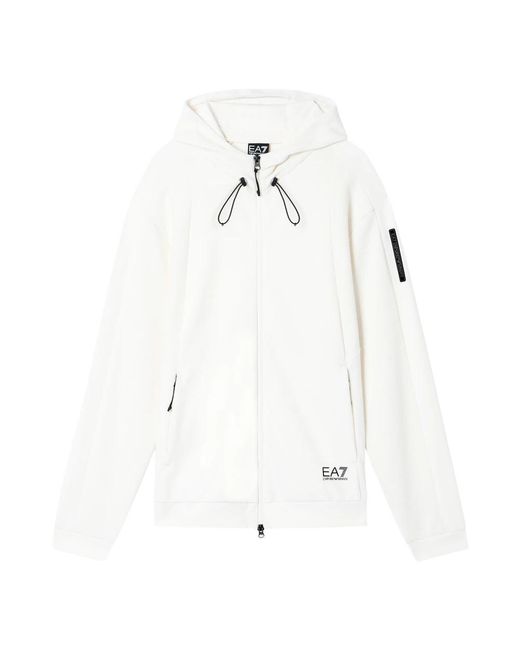 EA7 Kapuzenpullover Aus Baumwollmischung in White für Herren