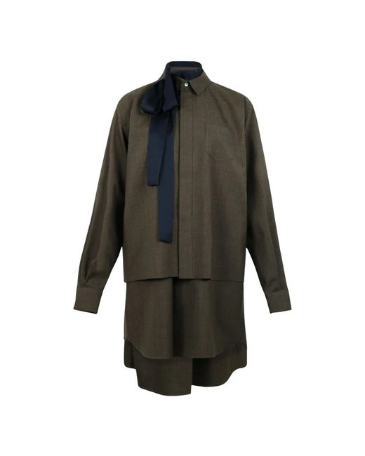 Sacai Green Shirt Dresses