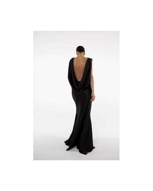 ACTUALEE Zwarte Polyester Lange Jurk in het Black