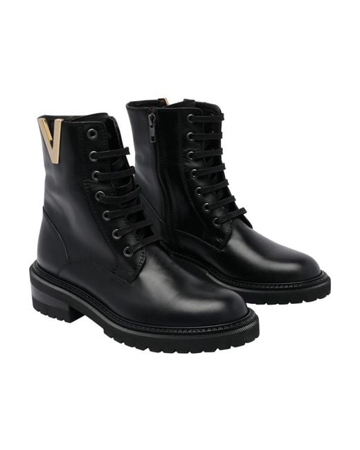 Via Roma 15 Black Lace-Up Boots