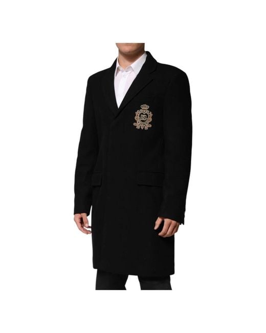 Dolce & Gabbana Black Single-Breasted Coats for men