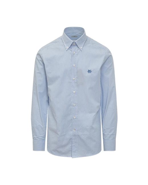 Etro Gestreiftes Button-Down-Hemd in Blue für Herren