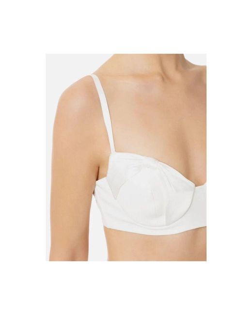 Elisabetta Franchi White Satinbögen leichter krepp-top