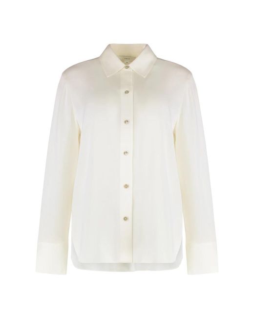 Vince White Stretch-Seidenbluse Mit Knopfleiste