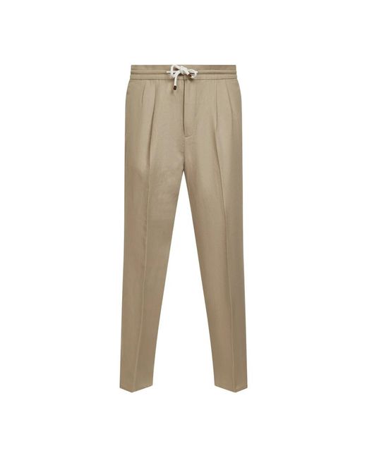 Brunello Cucinelli Natural Straight Trousers for men