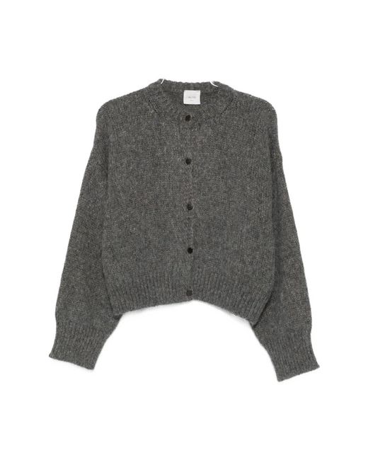 Alysi Truien & Vesten ,Grijs ,Nylon Zijde & Nylon Grijze Trui in het Gray