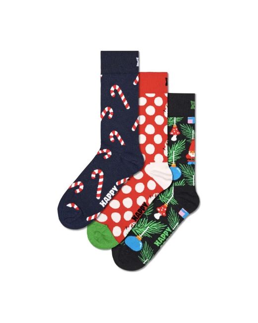 Happy Socks Ondergoed ,Veelkleurig ,Katoen 3-Pack X-Mas Kerstsokken Geschenkset in het Blue
