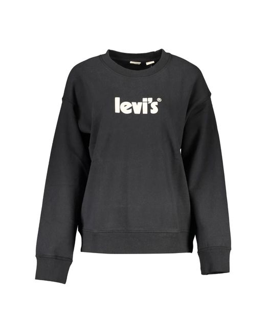Maglione in cotone nero con stampa logo di Levi's in Gray da Uomo
