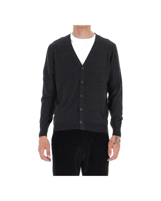 Drumohr Truien & Vesten ,Grijs ,Wol Grijze Cardigan Sweater Super 140's Lana in het Black voor heren