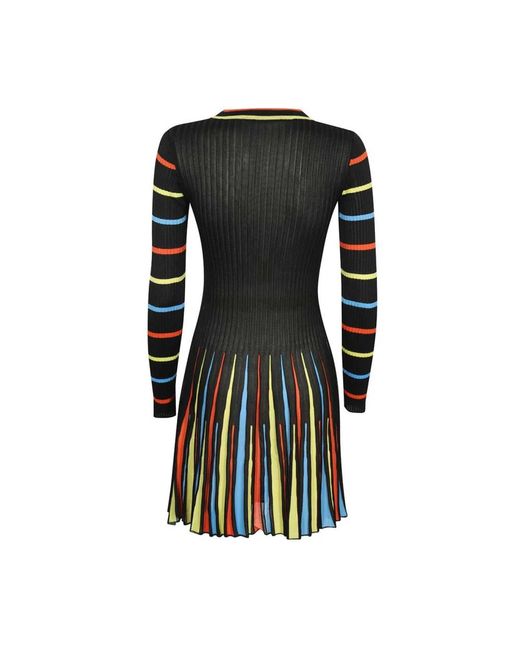MSGM Kleedjes ,Zwart ,Geribbelde Viscose Jurk in het Black