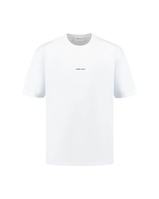 Pure Path Tops ,Wit ,Katoen Crewneck Oversized T-Shirt Korte Mouw in het White voor heren