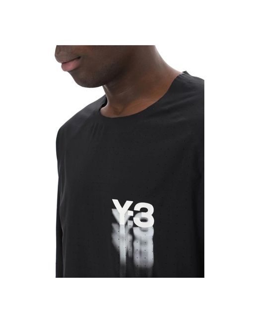 Y-3 Langärmeliges perforiertes jersey t-shirt in Black für Herren