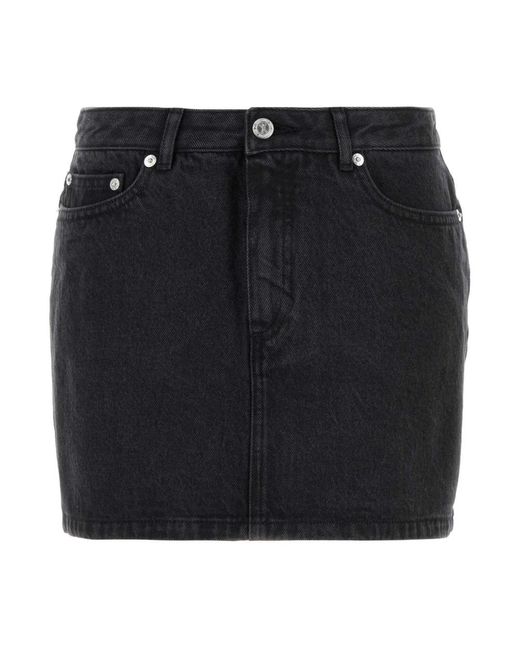 A.P.C. Rokken ,Zwart ,Denim Zwarte Denim Mini Rok in het Black