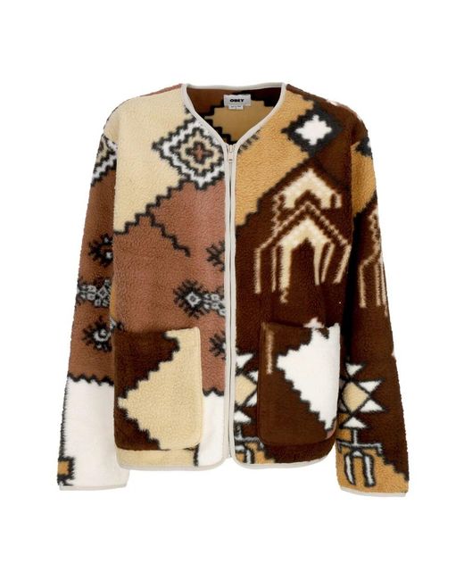 Obey Brown Ornate Liner Sherpa Jacke Braun Multi
