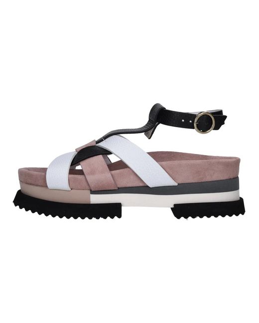 Fabi Schoenen ,Veelkleurig ,Suède Leren En Suède Sleehak Sandalen in het Multicolor