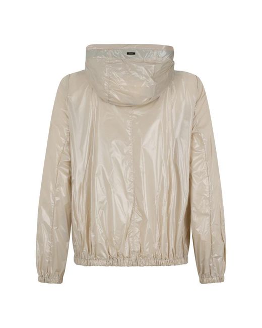 Herno Jassen ,Drawstring Glossy Hooded Jacket in het Gray