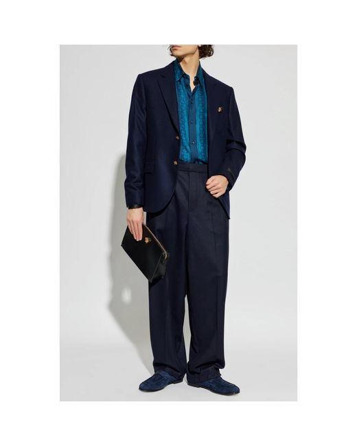 Versace Jassen ,Blauw ,Wol Wollen Blazer in het Blue voor heren