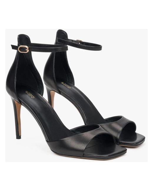 ESTRO Black High Heel Sandals