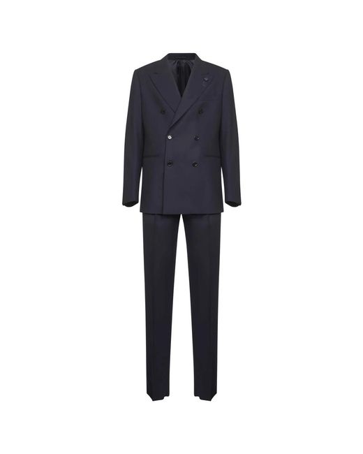 Lardini Blue Double Breasted Suits for men