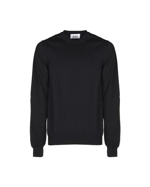 Alpha Studio Black Round-Neck Knitwear for men