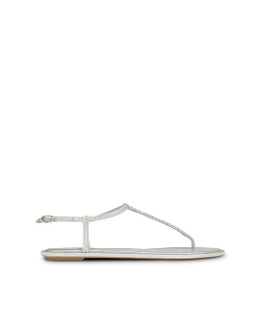 Rene Caovilla White Flat Sandals