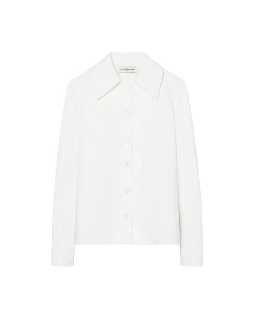 Tory Burch Overhemden ,Wit ,Leer Wit Overhemd Met Lange Mouwen in het White