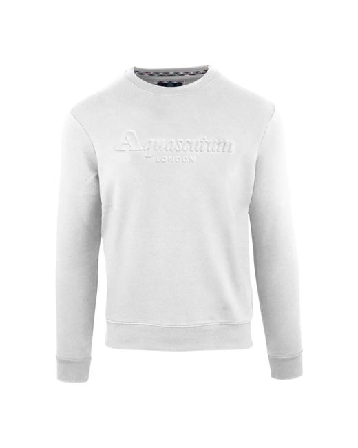 Aquascutum Logo-detail baumwoll-sweatshirt mit rippbündchen in White für Herren