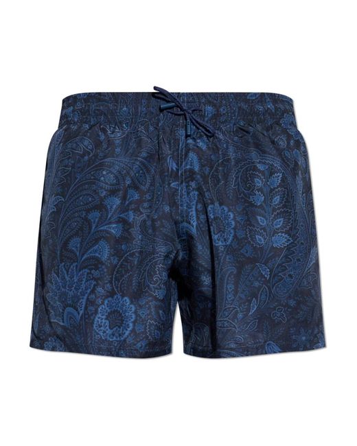 Etro Badmode ,Blauw ,Polyester Paisley Zwemshort in het Blue voor heren