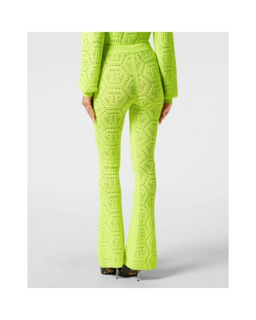 Philipp Plein Flare Broeken Monogram in het Yellow