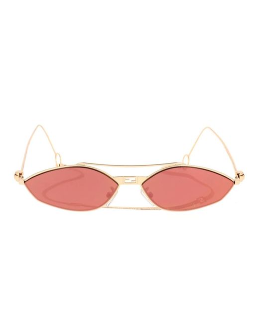 Gafas de sol baguette con cadena Fendi de color Pink