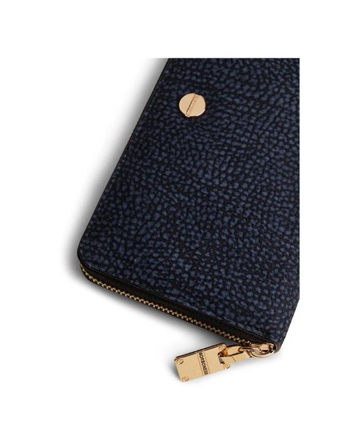 Borbonese Blue Suede zip around large wallet