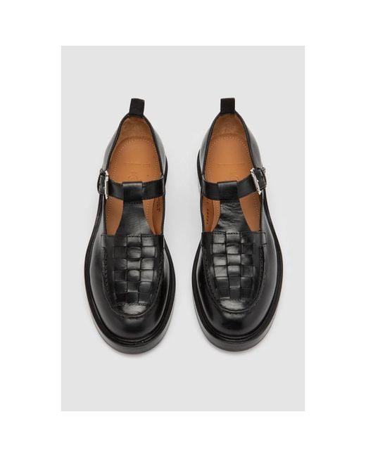 Elia Maurizi Black Schwarze Lederschuhe Mit Metallschnalle