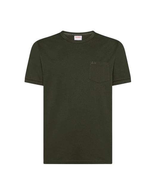Sun 68 Tops ,Groen ,Katoen T-Shirt Solid Luxury in het Green voor heren