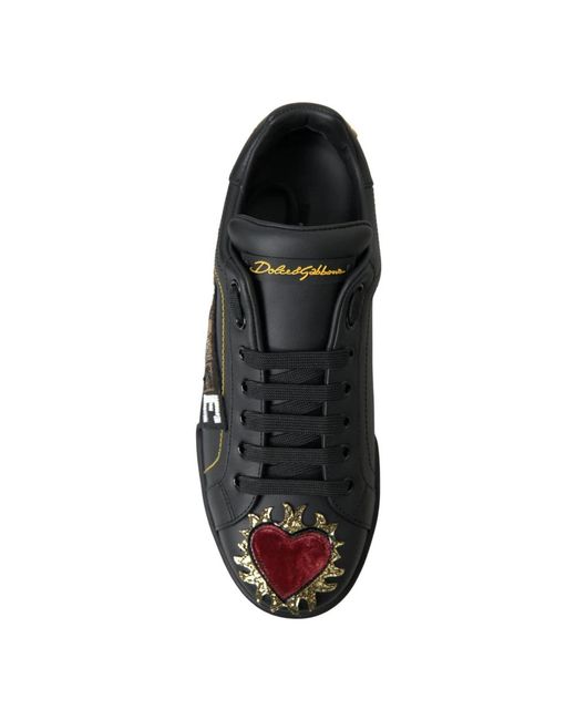 Dolce & Gabbana Schwarze leder portofino prince sneakers in Black für Herren