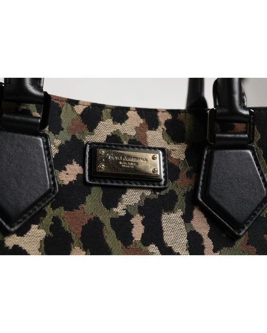 Dolce & Gabbana Black Leopard Shopping Tote Shoulder Bag