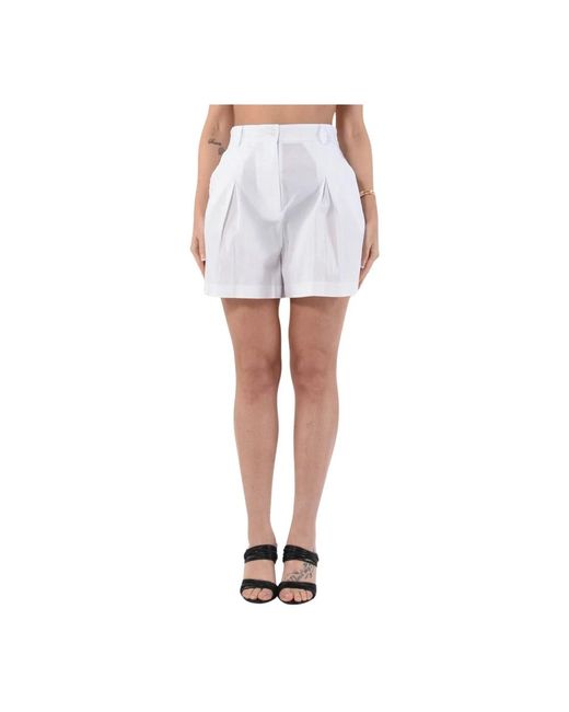 Shorts de algodón con detalle de botón Patrizia Pepe de color White