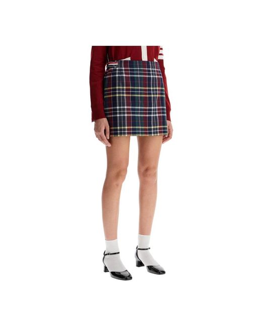 Thom Browne Geruite Wol Mini Rok in het Blue