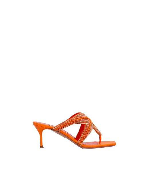 Aquazzura Red Heeled Mules