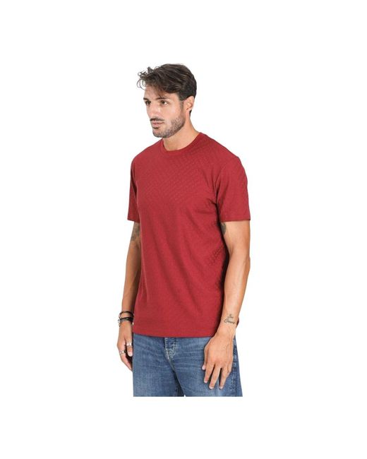 ARMANI EXCHANGE Bordeaux T-Shirt Mit Kurzen Ärmeln Jacquard Logo in Red für Herren