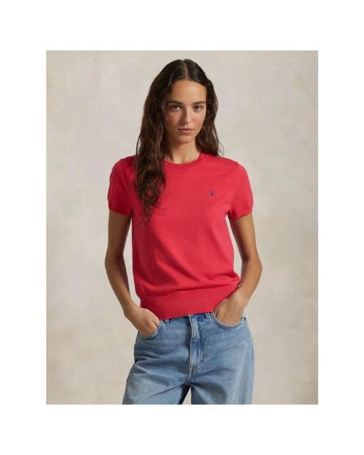 Polo Ralph Lauren Red Kurzarm baumwollmischpullover