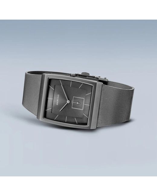 Bering Accessoires ,Grijs ,Herenhorloge Milanese Armband Roestvrij Staal Saffierglas 41Mm Grijs 16033-377 in het Gray voor heren