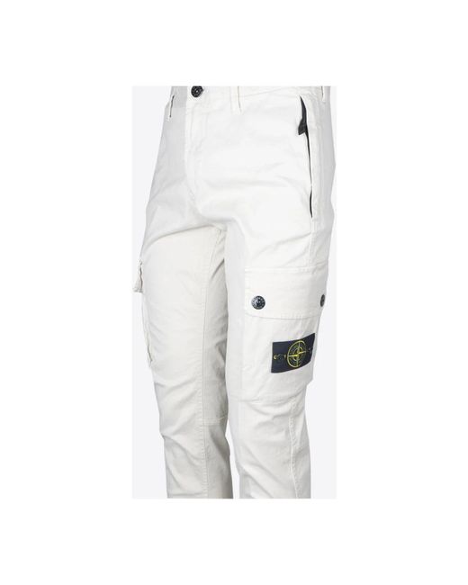 Stone Island White Slim-Fit Trousers for men