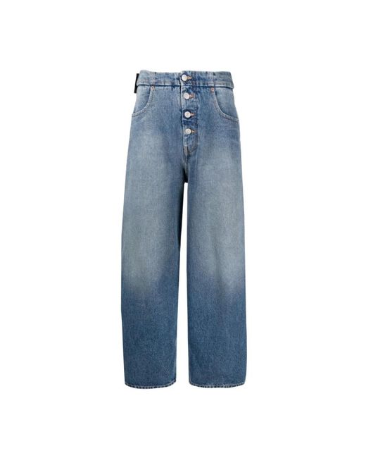 MM6 by Maison Martin Margiela Blue Gewaschene denim wide leg jeans