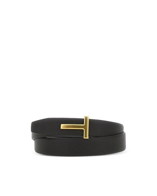 Tom Ford Accessoires ,Zwart ,Leer T-Buckle Leren Riem in het Black voor heren