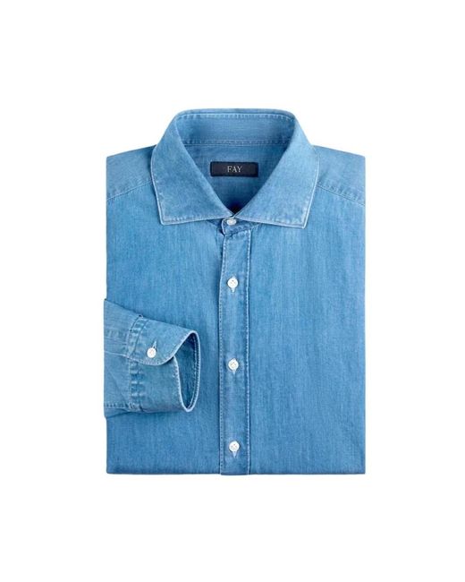 Fay Blue Denim Shirts for men
