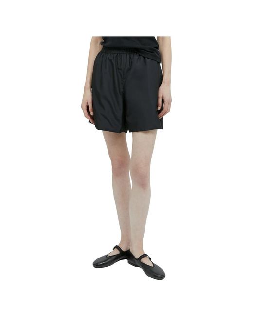 The Row Black Schalenwebart wolle-seide shorts