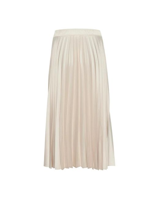 Part Two Rokken ,Polyester Geplooide A-Lijn Midi Rok in het Natural