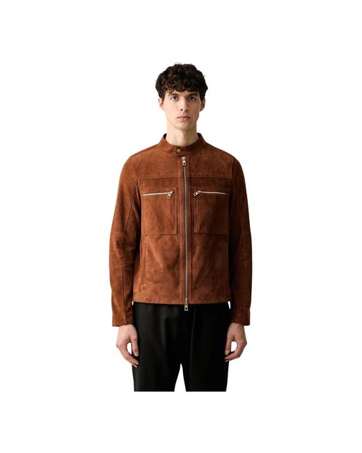 Michael Kors Suede Double-Zip Racer Jacket in het Brown voor heren