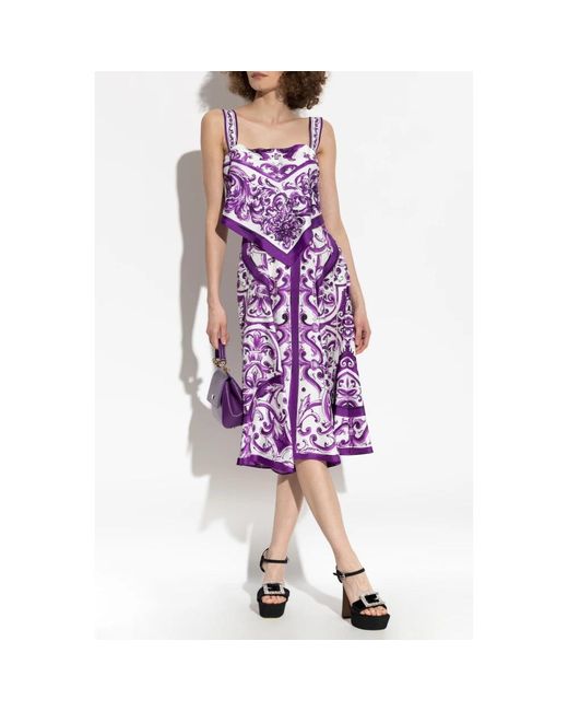 Dolce & Gabbana Zijden Jurk in het Purple