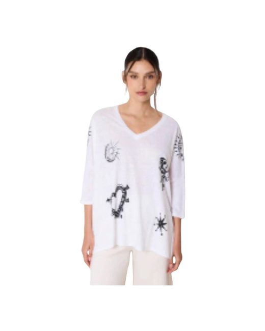 Not Shy V-Neck Knitwear in het White